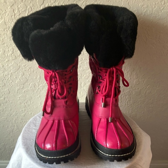 Coach: Lenora (Q1000) Hot Pink & Black Winter Boots- 9.5- marks - Picture 1 of 16